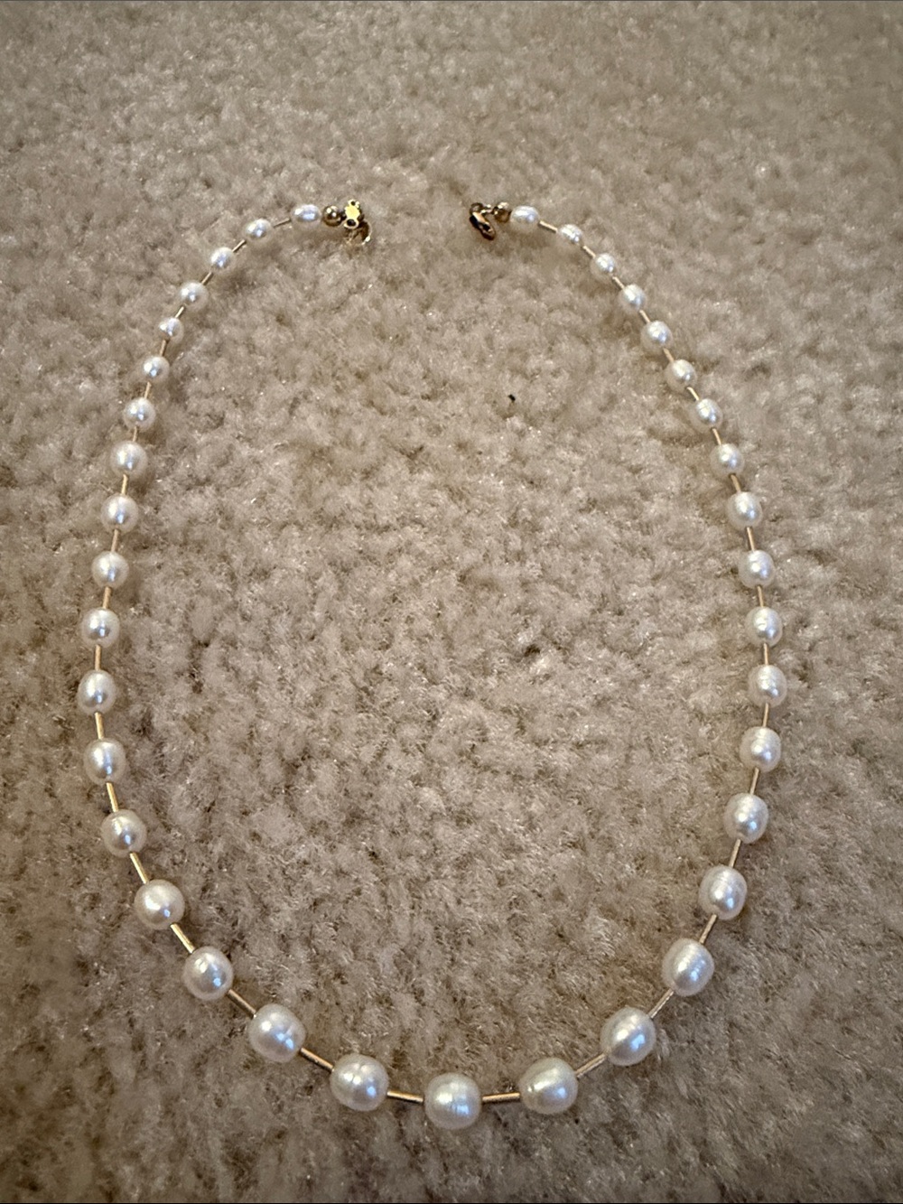 Pearl Strand Necklace with Gold Accents - Elegant Women’s Necklace